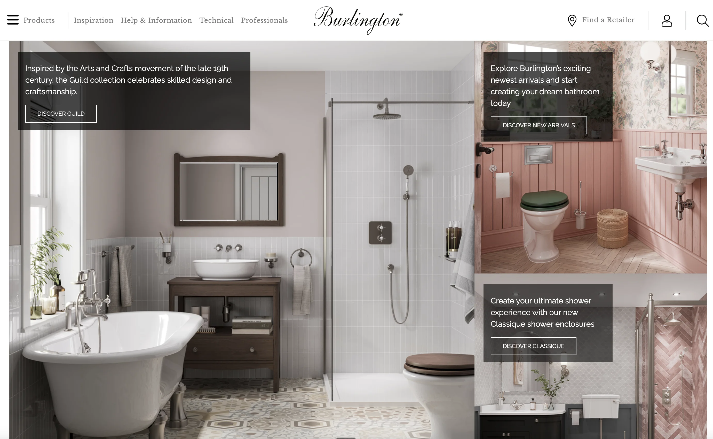 Burlington Bathrooms website screenshot